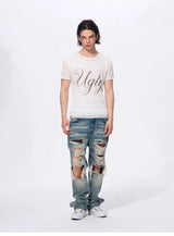 White Men's Twofer Letter Print Tee