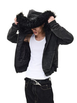 Men's Vintage Detachable Fur Hooded Jacket