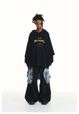 Washed Distressed Detachable Plaid Jeans