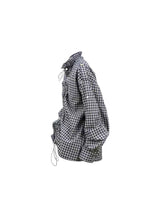 Asymmetric Plaid Puff Sleeve Shirt