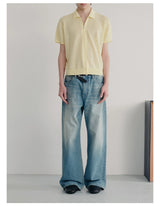 13.5oz Vintage Washed Straight Denim Jeans