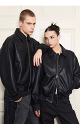Vintage Matte Drop Shoulder PU Jacket