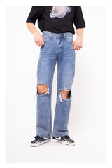 Men's Loose Straight Distressed Vintage Jeans