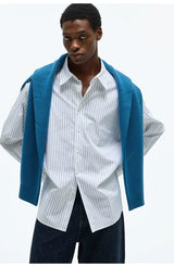 Stripe Cotton Blend Casual Shirt