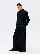 Cropped Deconstructed Waist-cinched Stand Collar Jacket