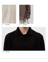 Pick Stitch Polo Collar Knitted Cardigan