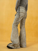 Men's Vintage Grey Distressed Flare Jeans
