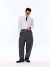 Grey Pinstripe Wool Blend Trousers