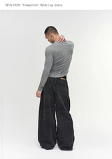 Wide Leg Cuffed Washed Jeans