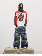 Leopard Print Rhinestone Colorblock Hip-hop Jersey