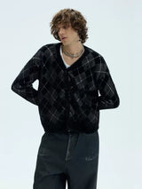 Two Tone Faux Fur Plaid Cardigan