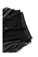 Double Waistband Plaid Pleated Sweatpants