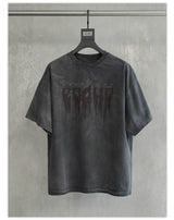 Loose Washed Dark Gray Printed Tee