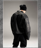 Distressed Deconstructed Biker Leather Jacket