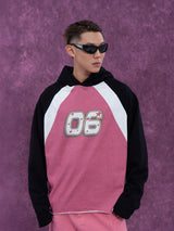 Black Red Printed Raglan Hoodie