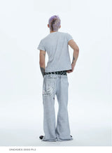 Flared Digital Print Double Waistband Sweatpants