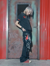Distressed Flared Denim Pants