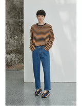 Vintage Washed Distressed Straight Cropped Jeans