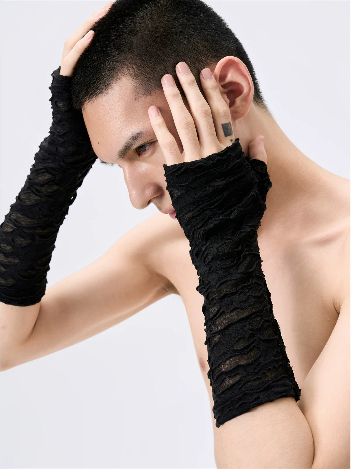 Sheer Mesh Fingerless Sun Protection Gloves