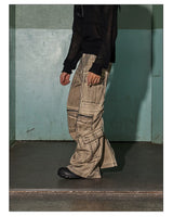 Distressed Drawstring Flare Cargo Pants