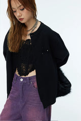 Rivet-Trimmed Two-Tone Cardigans