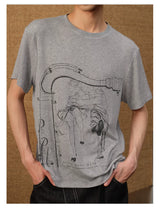 Couple Print Fitted Wool Blend Tee
