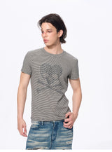 Men’s Striped Skull Print T-Shirt