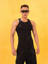 Rhinestone Ribbed Stretchy Metal Tank Tops