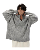 Unisex Grey V-Neck Boucle Sweater