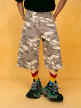 Men's Light Camo Cropped Denim Shorts