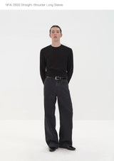 Long Sleeve Straight Shoulder Satin Tees