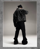 Distressed Deconstructed Biker Leather Jacket