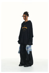Washed Distressed Detachable Plaid Jeans