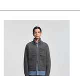 Alpaca Blend Multi-Pocket Zip Turtleneck Cardigan