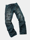 Distressed Washed Blue Straight Leg Jeans