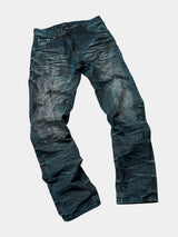 Distressed Washed Blue Straight Leg Jeans