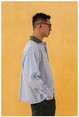 Men's Blue Striped Long Sleeve Shirts