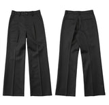 Wrinkle-Resistant Wool Straight Leg Slit Pants