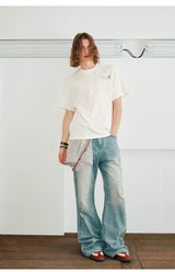 Cleanfit Men's Vintage Ripped Flared Jeans
