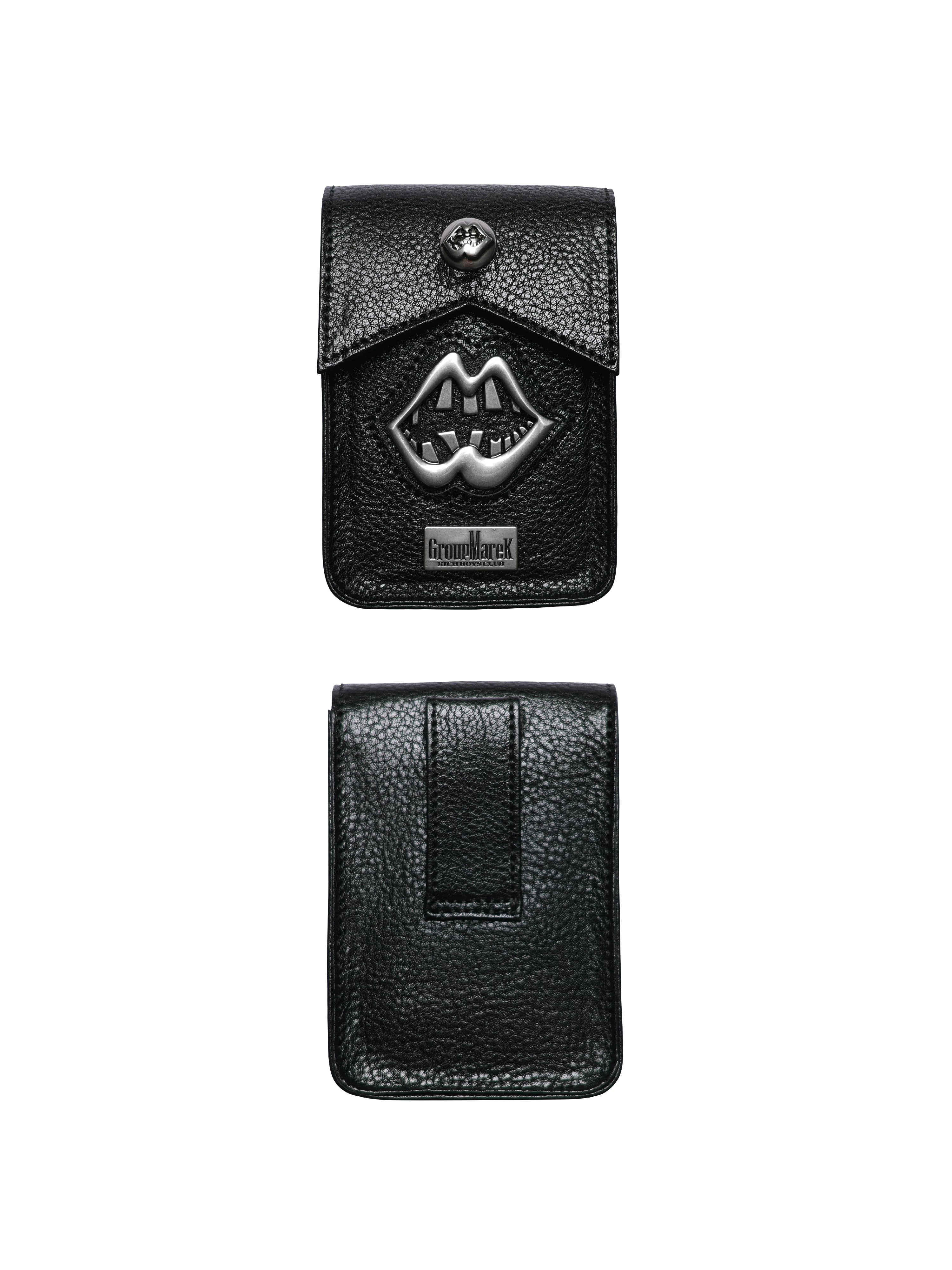 Two-Tone Leather Lip Cigarette Waist Pouch