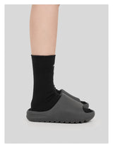 Black Embroidered Brushed Long Socks