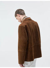 Cupro Lined Suede Leather Lapel Jacket