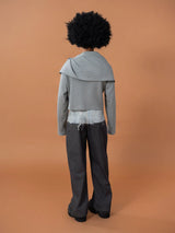 Men's Gray Print Patchwork Hoodie