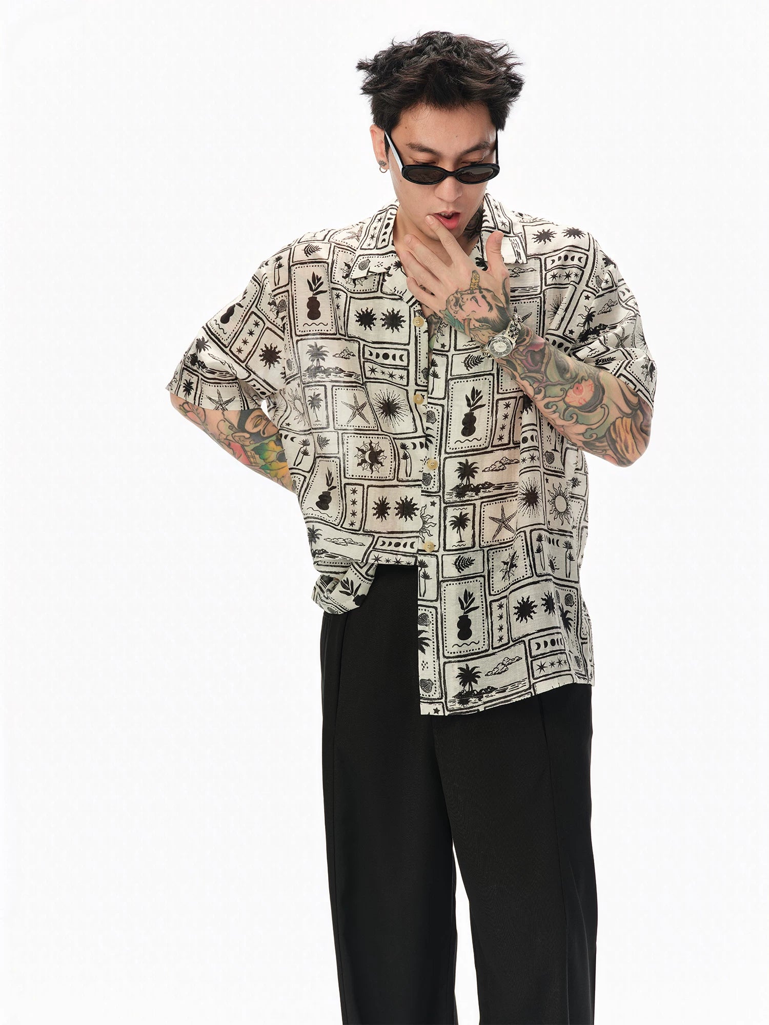 Island Star Linen Blend Hawaiian Shirt