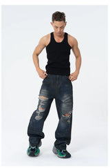 Black Ripped Distressed Wide Leg Jeans
