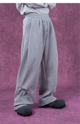 Gray Black Elastic Waist Sweatpants