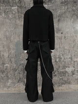 Cropped Wide Structured Terry Wool Jacket
