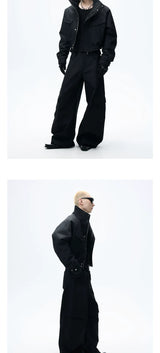 Short Stand Collar Faux Fur Jacket