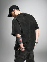 Loose Washed Distressed Black Graphic Tee