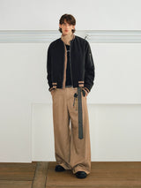 Men's Loose Color Block Bomber Jacket
